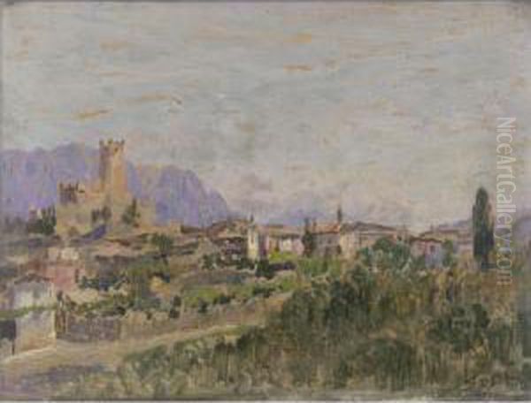 Veduta Di Castel Malcesine, Lago Di Garda Oil Painting by Carlo Cressini