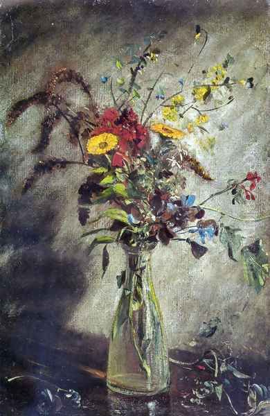 Flowers in a Glass Vase, Study Oil Painting by John Constable