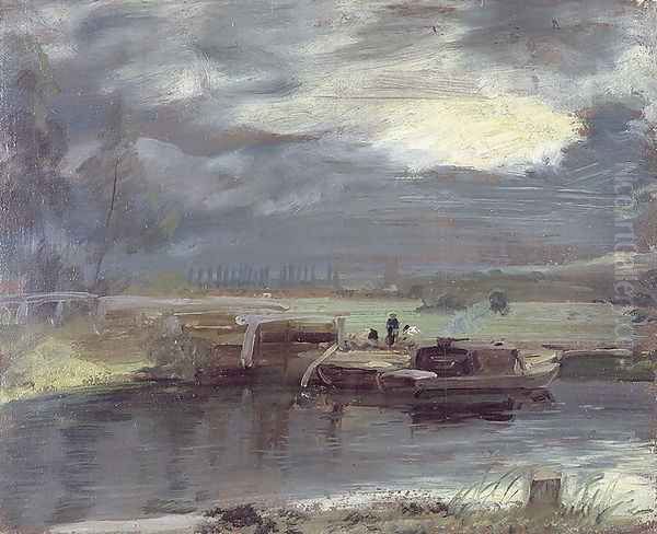 Barges on the Stour with Dedham Church in the Distance, 1811 Oil Painting by John Constable