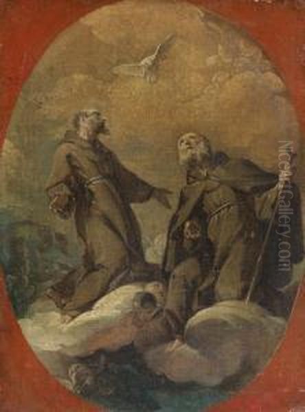 Saint Vincent De Paule Et Un Autre Saint Dans Un Ovale Oil Painting by Donato Creti