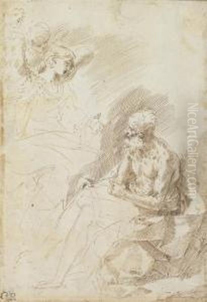 Saint Jerome Attended By Angels Oil Painting by Donato Creti