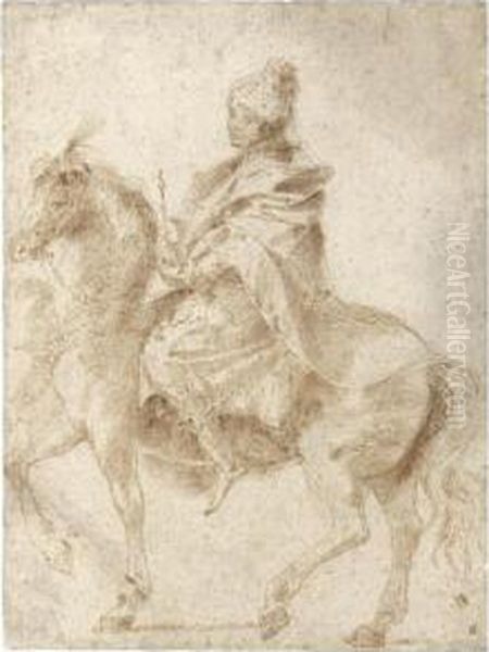 An Oriental King On A Horse Oil Painting by Donato Creti