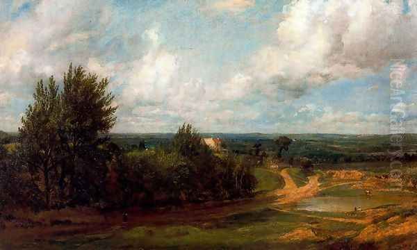 Hampstead Heath, The house called the 'Salt box' in the distance Oil Painting by John Constable