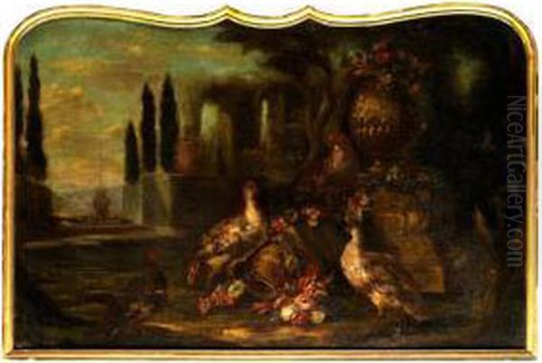 Barockes Parkstilleben Oil Painting by Angelo Maria Crivelli, Il Crivellone