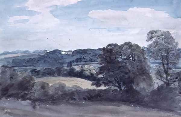 Landscape with Buildings in the distance Oil Painting by John Constable