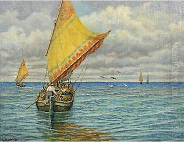 Pescatori Al Largo Oil Painting by Ernesto Croci