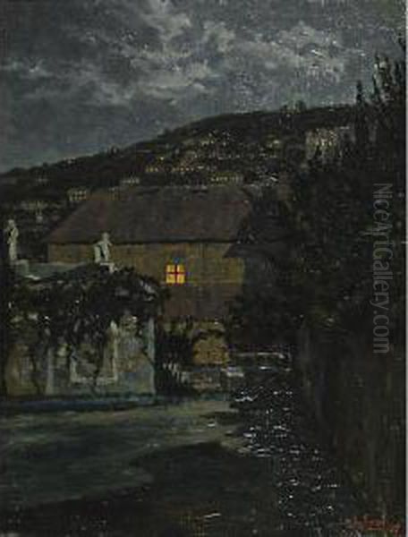 Notturno Triestino Oil Painting by Ernesto Croci