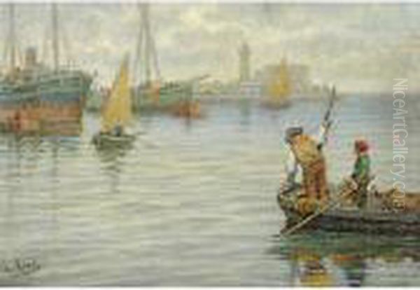 La Lanterna Di Trieste Oil Painting by Ernesto Croci