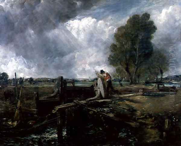 Study of a Boat Passing a Lock, c.1823 Oil Painting by John Constable