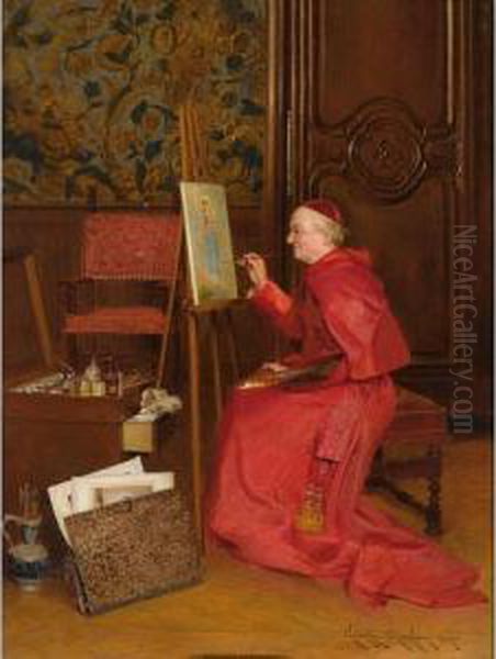 The Artist At Work Oil Painting by Georges Croegaert