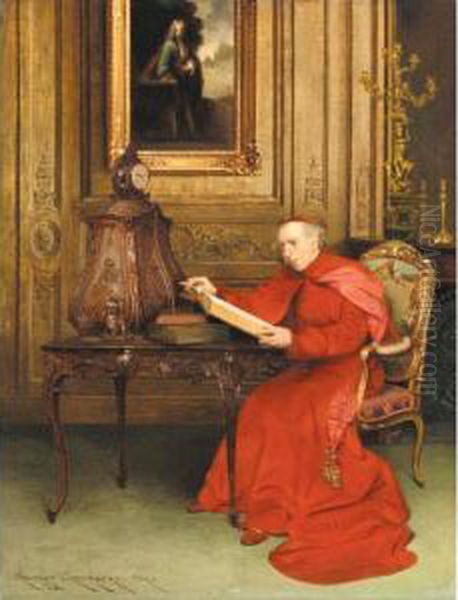 Une Bonne Lecture Oil Painting by Georges Croegaert