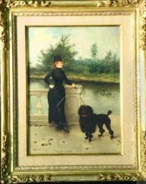 Girl's Best Friend Oil Painting by Georges Croegaert