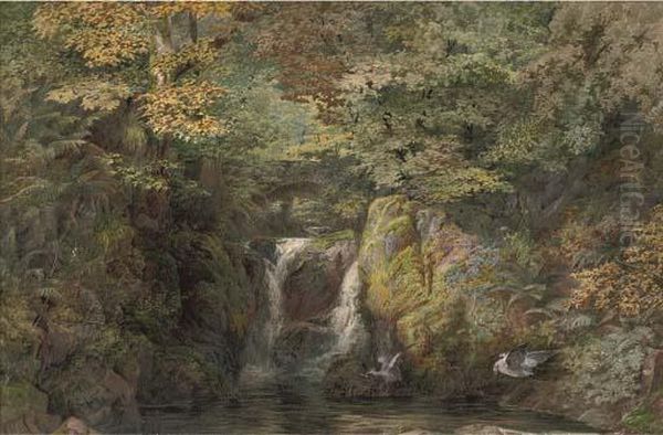 Rydal Fall, Westmoreland Oil Painting by Arthur Croft