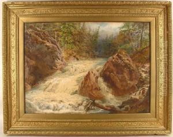 Cascade On Thetrient, Switzerland Oil Painting by Arthur Croft