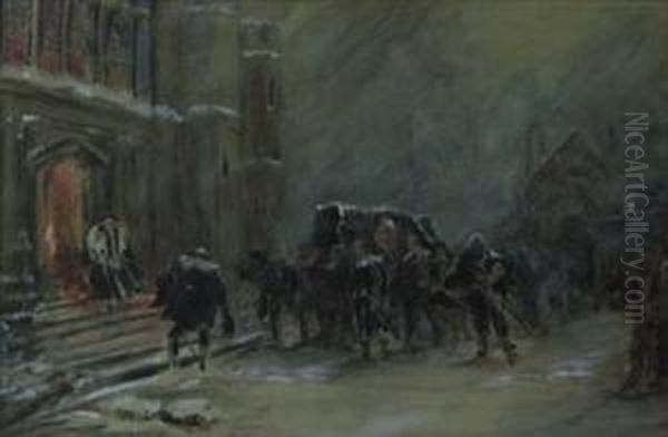 Funeral Of Charles I Oil Painting by Ernest Crofts