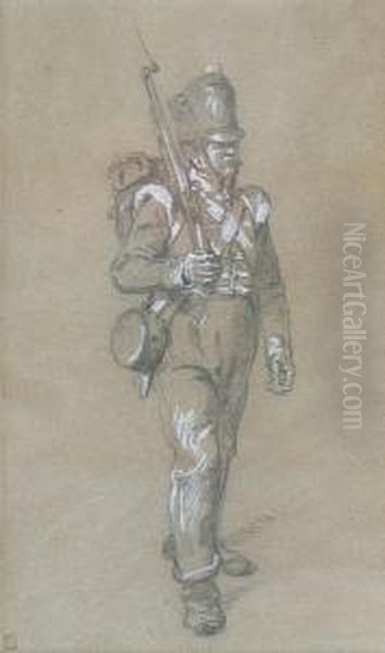 Napoleonic Infantryman Oil Painting by Ernest Crofts