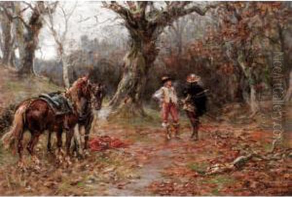 Resting In The Woods Oil Painting by Ernest Crofts