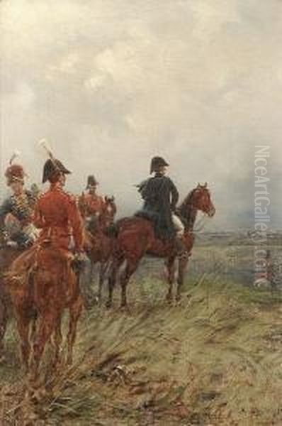 Wellington At Waterloo Oil Painting by Ernest Crofts