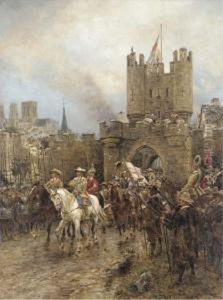 The Surrender Of The City Of York To The Roundheads Oil Painting by Ernest Crofts