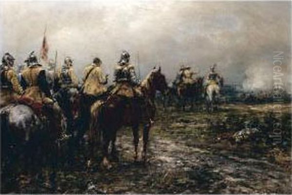 Edge Of The Battlefield Oil Painting by Ernest Crofts