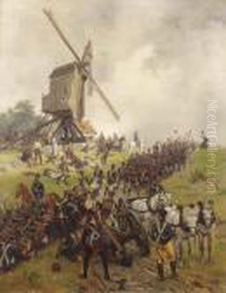 The Battle Of Waterloo Oil Painting by Ernest Crofts