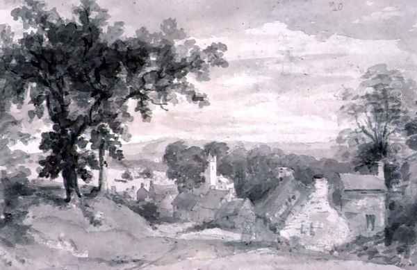 The Entrance to the Village of Edensor Oil Painting by John Constable