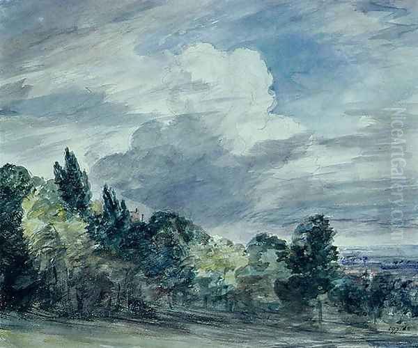 View over a wide landscape, with trees in the foreground, September 1832 Oil Painting by John Constable