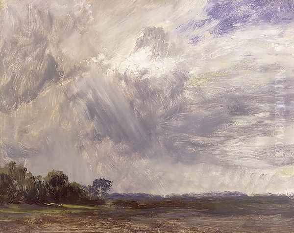 Landscape with Grey Windy Sky, c.1821-30 Oil Painting by John Constable