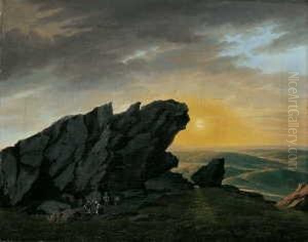 Sonnenuntergang Im Harz. Oil Painting by Georg Heinrich Croll Crola