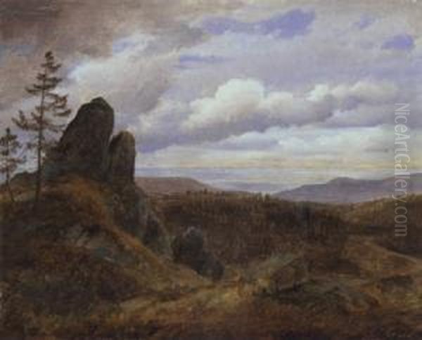 Harzlandschaft Oil Painting by Georg Heinrich Croll Crola