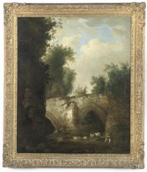 Old Abbot's Bridge, Bury St. Edmunds Oil Painting by John Berney Crome