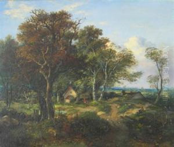 A Woodland Cottage Oil Painting by John Berney Crome