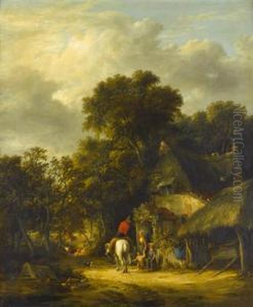 A Cottage Door Oil Painting by John Berney Crome