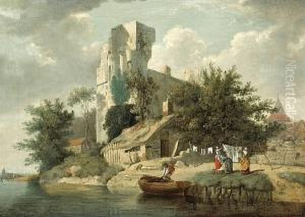 A View Of Netley Abbey, Hampshire Oil Painting by John Berney Crome