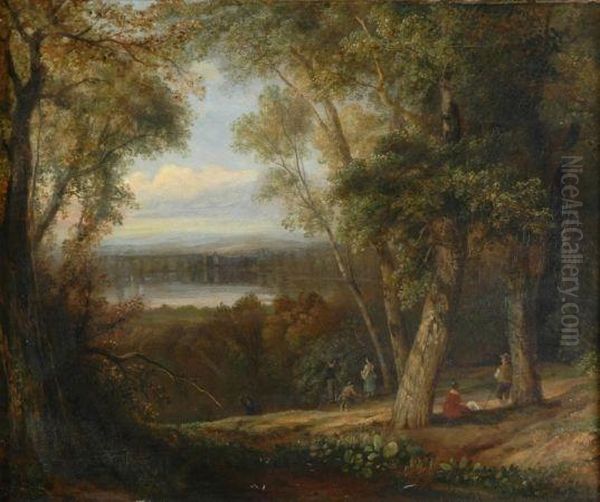 Wooded Landscape With Figures Oil Painting by John Berney Crome