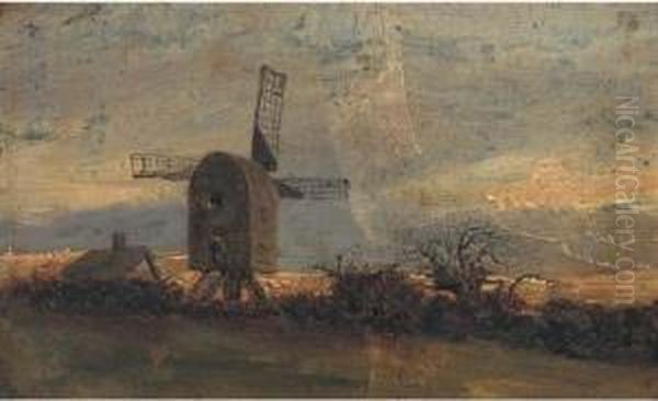 The Windmill At Mousehold Heath Oil Painting by John Berney Crome