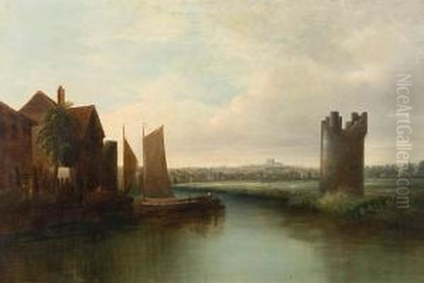 The River Wensum With Norwich Beyond Oil Painting by William Henry Crome