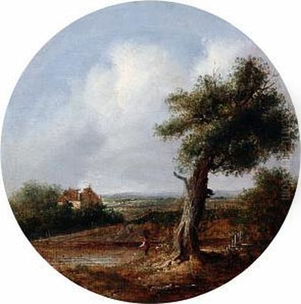 Figure In A Country Landscape Oil Painting by William Henry Crome