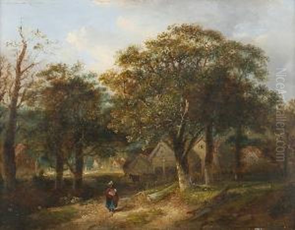 Woodland Scene With Figure Oil Painting by William Henry Crome