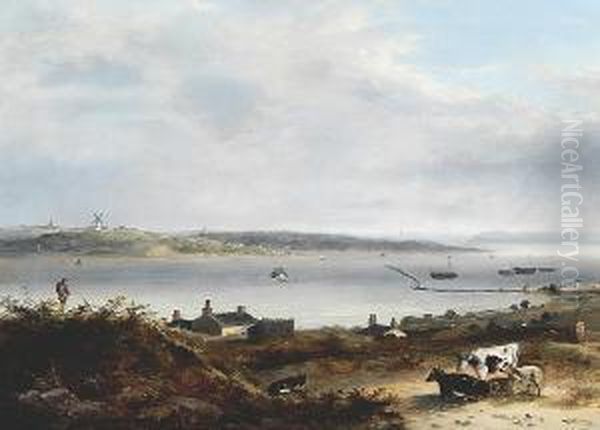 Castle Overlooking An Estuary Oil Painting by William Henry Crome