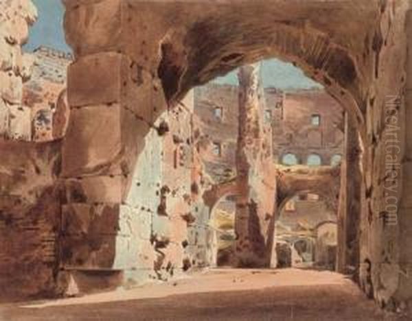 The Interior Of The Colosseum, Rome Oil Painting by Thomas Hartley Cromek