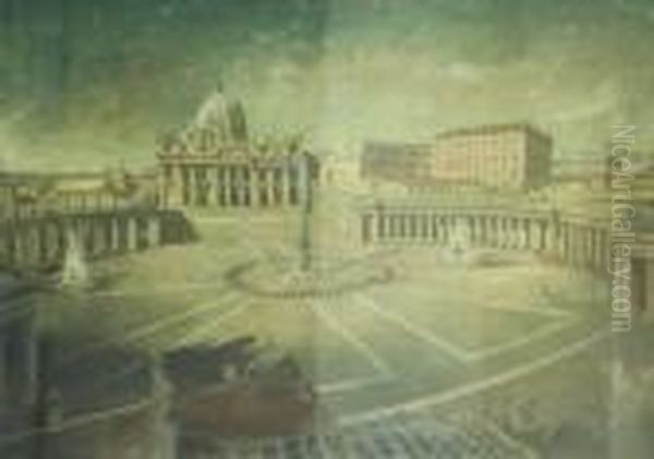 San Pietro A Roma Oil Painting by Thomas Hartley Cromek