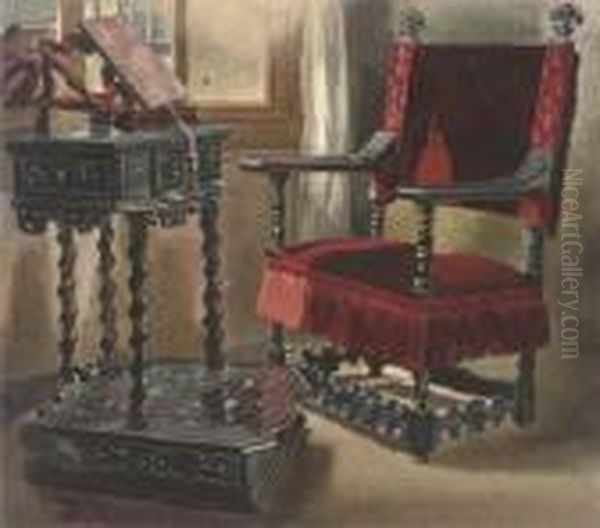 A Chair In Edward Cheney's Room In The Palazzo Corner Spinelli Oil Painting by Thomas Hartley Cromek