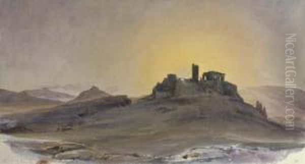 The Acropolis Of Athens At Sunset Oil Painting by Thomas Hartley Cromek