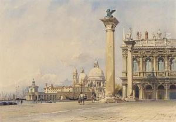 San Giorgio Maggiore From The Piazza San Marco, Italy Oil Painting by Thomas Hartley Cromek