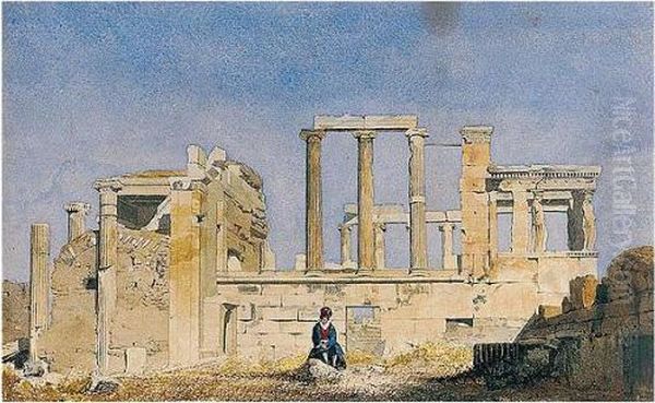 The Erectheum, Acropolis, Athens Oil Painting by Thomas Hartley Cromek