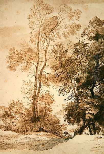 Trees and Deer, after Claude, 1825 Oil Painting by John Constable