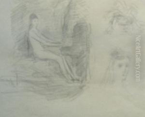 Studies Of A Woman Playing The Piano Oil Painting by Henry Cros