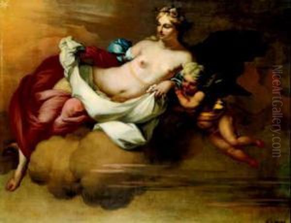 Venere E Cupido Oil Painting by Giovanni Battista Crosato