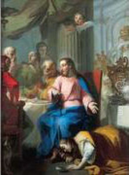 La Madeleine Aux Pieds Du Christ Oil Painting by Giovanni Battista Crosato